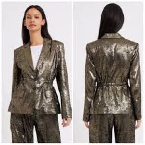 French Connection Alara Metallic Notch Collar Blazer NWT Size 4